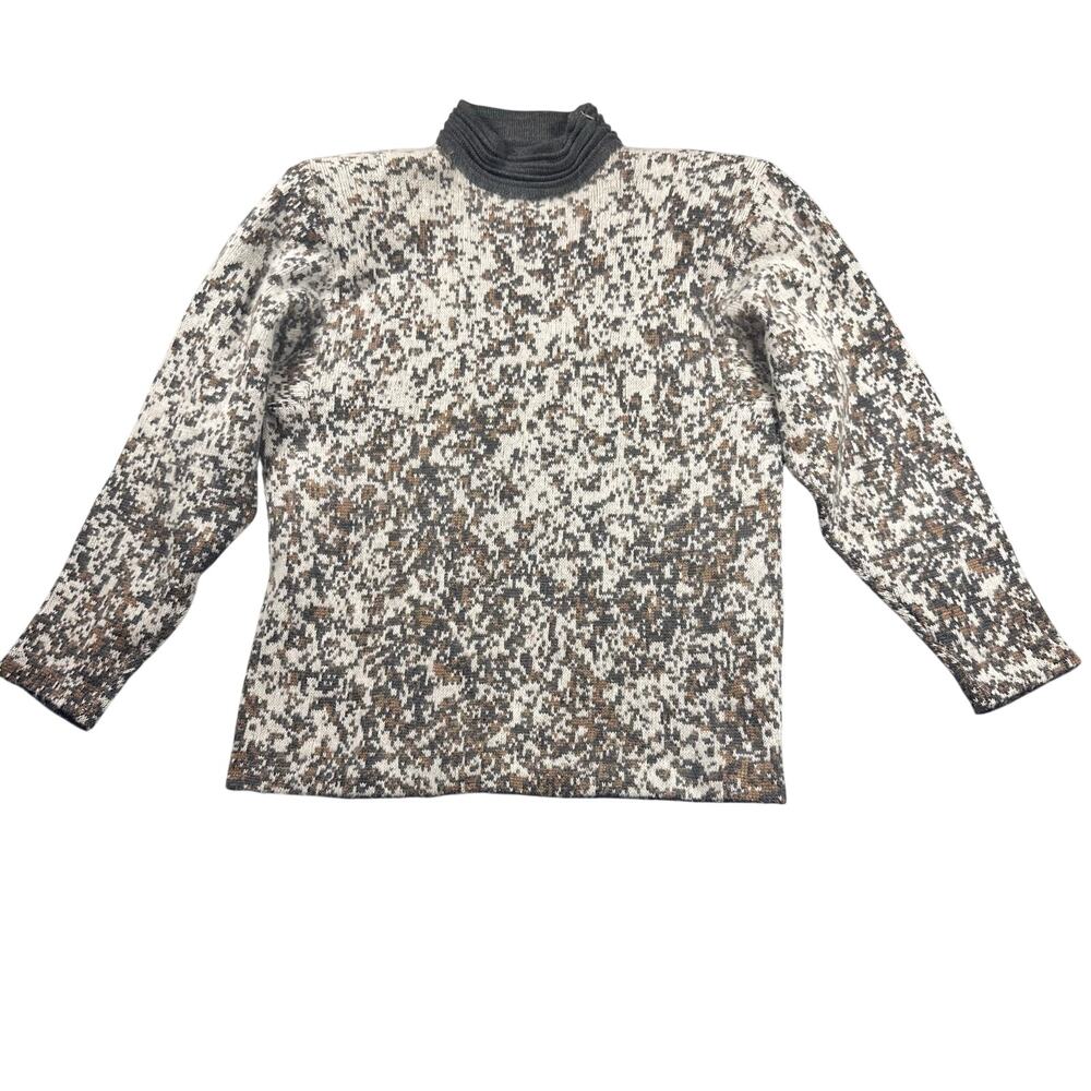 St. John Olive Cream Mock Neck Sweater Large